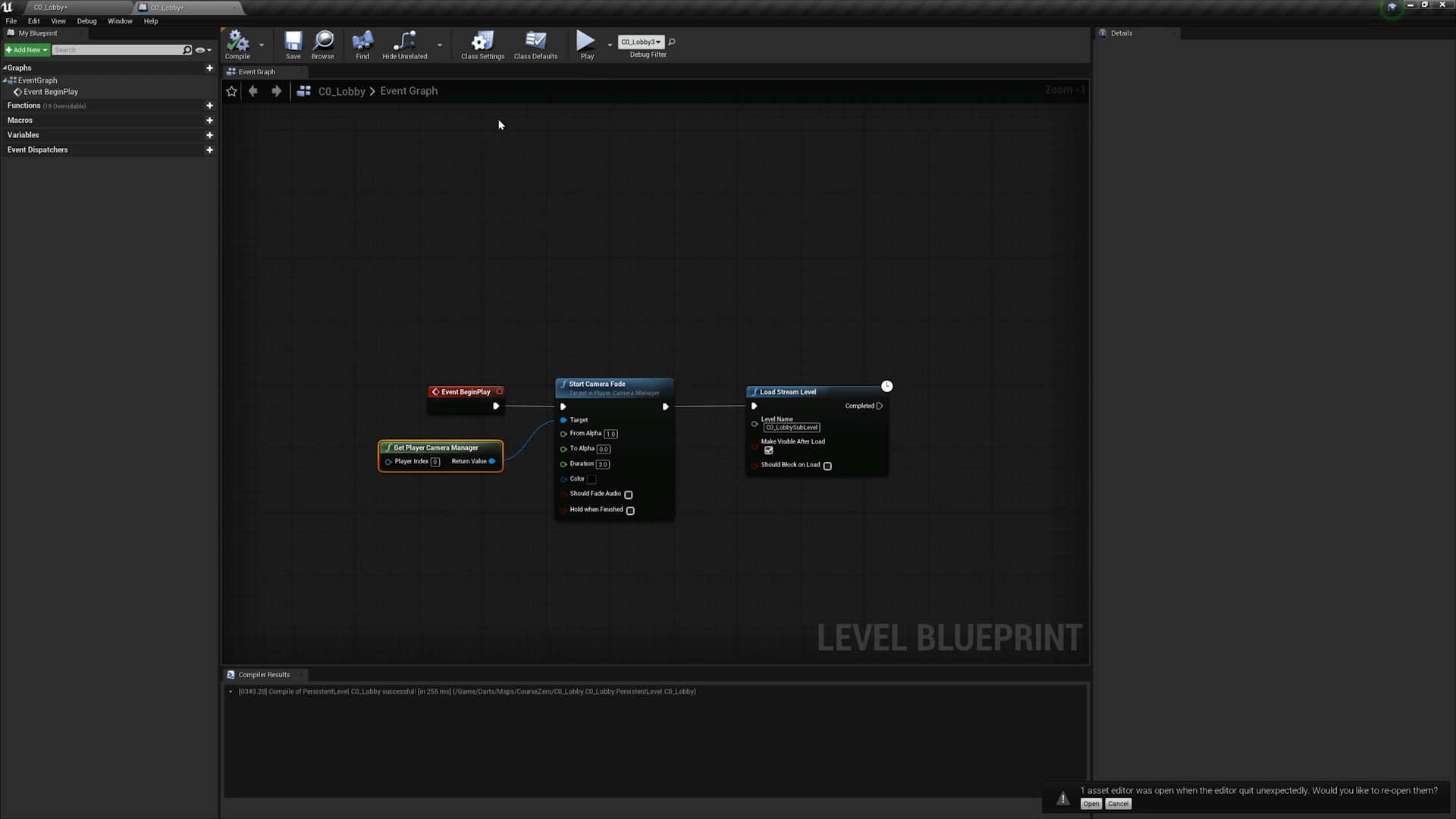 Blueprint: camera fade during Open Level