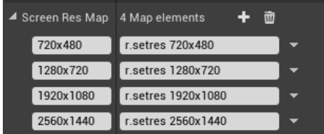 Blueprint: ScreenResMap mapping UI labels to console commands