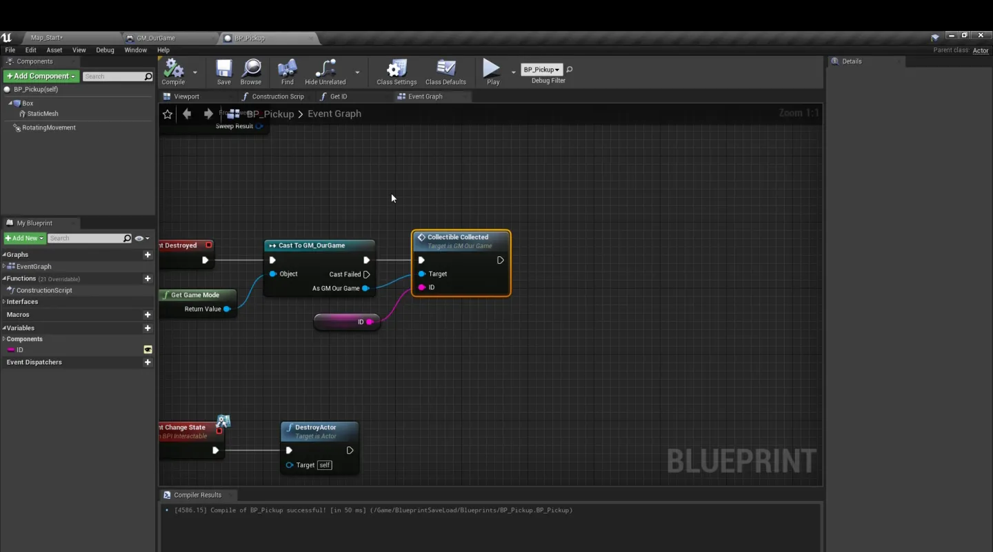 Blueprint: store UniqueID on pickup