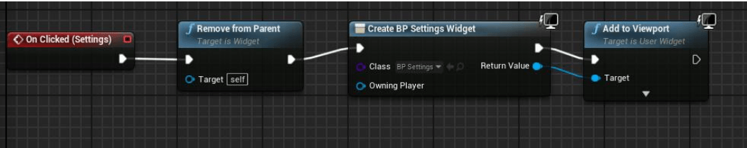 Blueprint: open the settings widget from the main menu