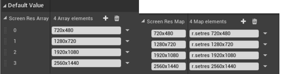 Blueprint: map + array values for applying settings by index