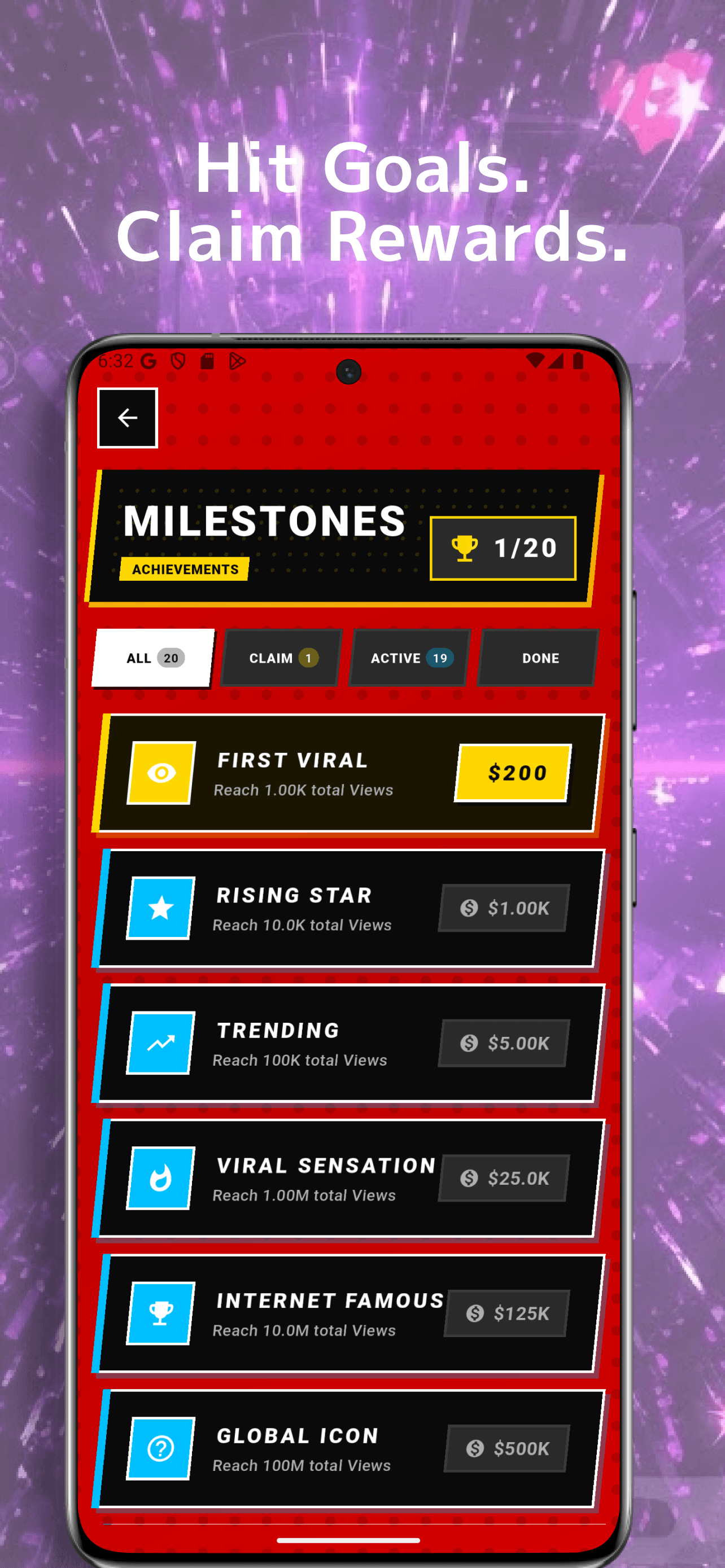 Hit Goals. Claim Rewards.