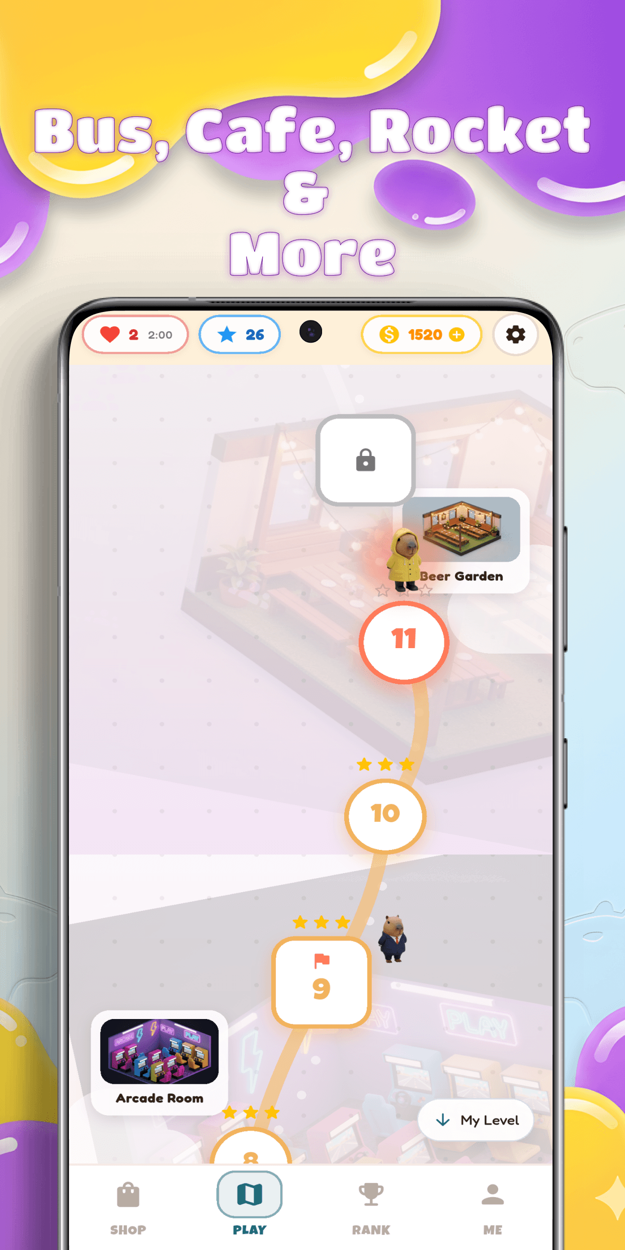 Picky Capys Global Levels Selection
