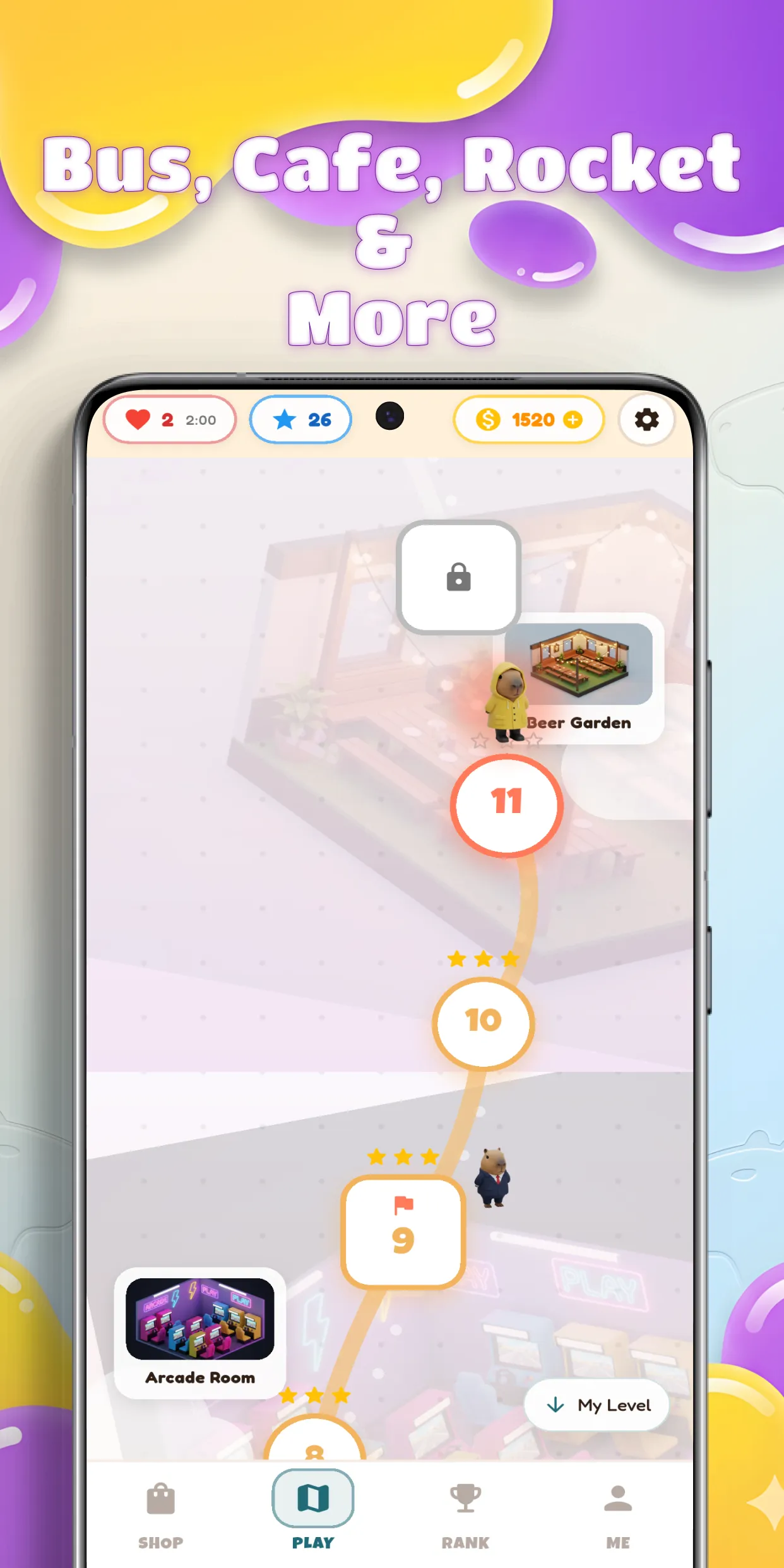 Picky Capys Global Levels Selection