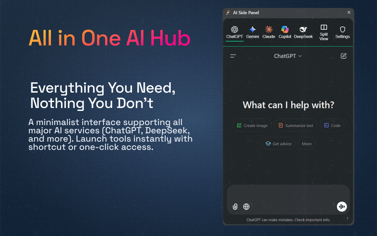 AI Side Panel showing AI services integration