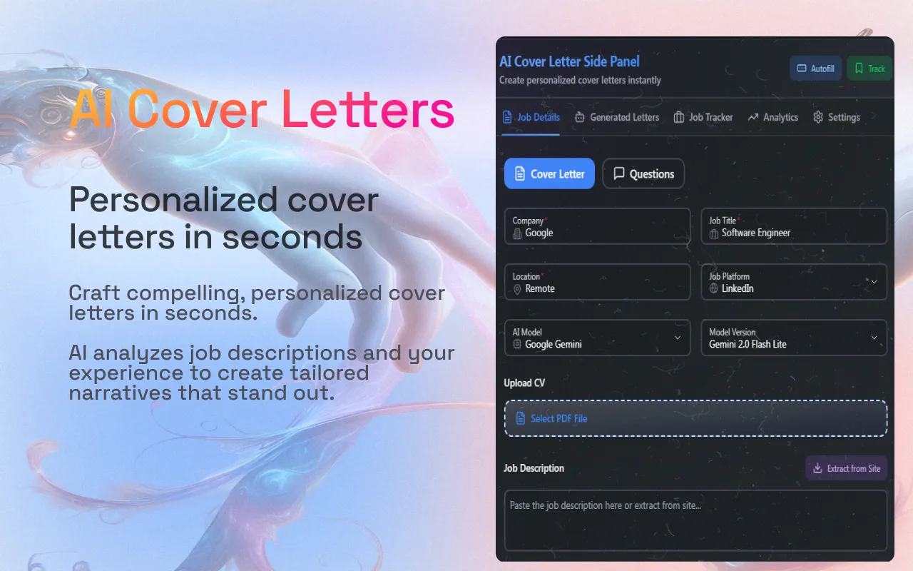 AI Cover Letter Side Panel